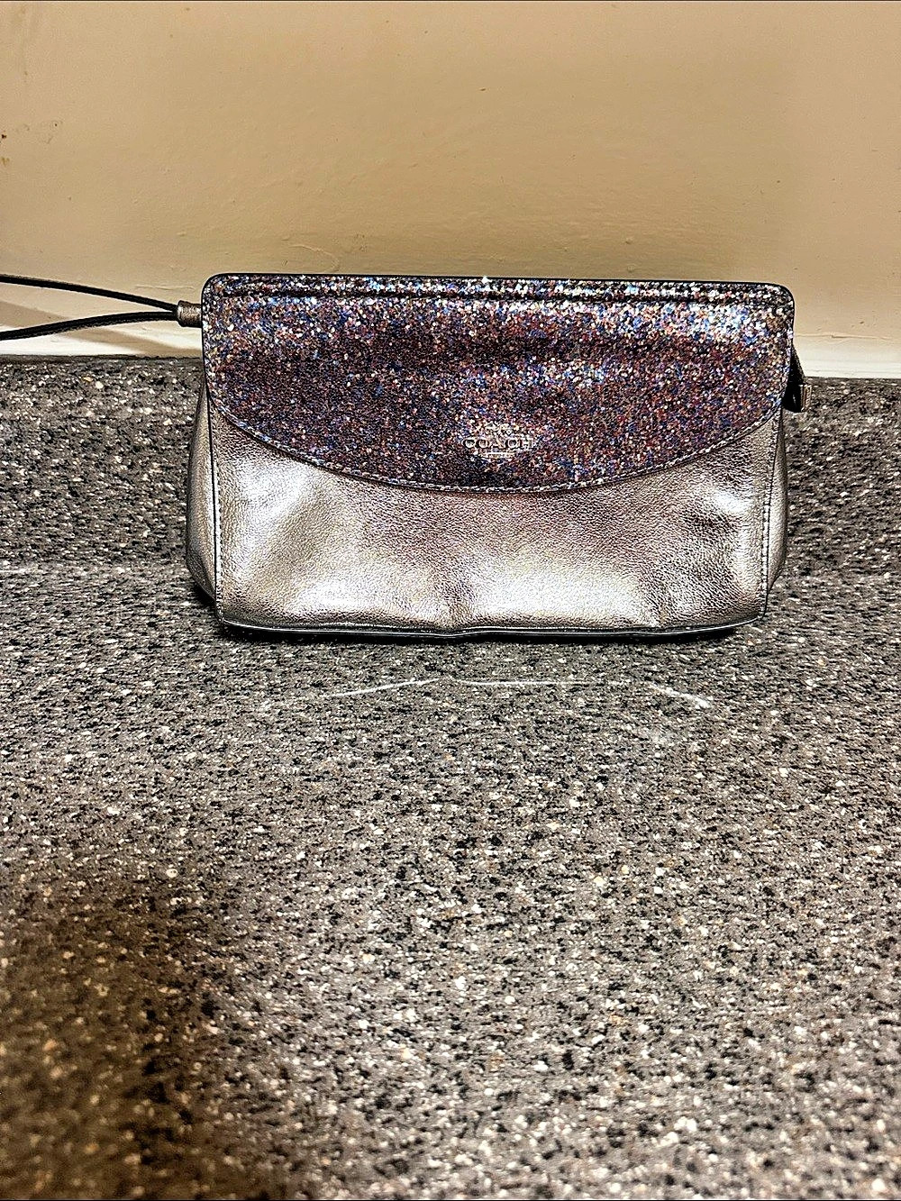 Coach Glitter Wristlet Clutch in Silver